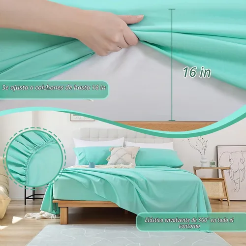 Vista 3 de Whitney Home Textile Juego de Sábanas Twin, Sábanas de Cama de Microfibra Suave de Hotel Tamaño Twin, Bolsillo Extra Profundo, Juego de Sábanas