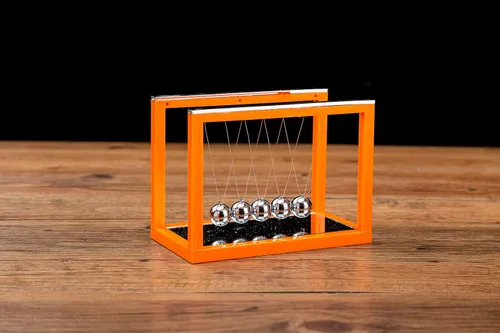 Vista 2 de Newtons - Bolas de equilibrio para cuna, 5 bolas de péndulo, con espejo para decoración de escritorio, movimiento cinético para el hogar
