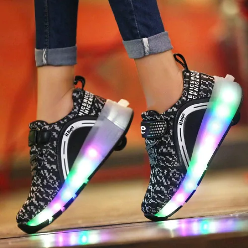 Vista 3 de SDSPEED - Zapatos deportivos de patinaje para niños con ruedas individuales de LED