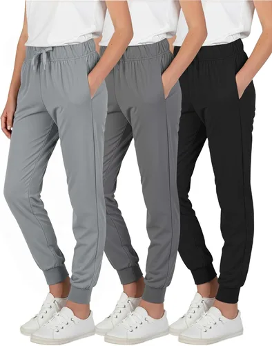 Vista 11 de Real Essentials 3 Pack: Pantalones deportivos suaves para niñas, para descansar, de rendimiento atlético, casuales (Edad 7-16)
