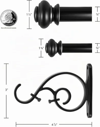 Vista 5 de Set de varillas para cortinas de arena doble telescópicas Decopolitan Urn, 36-72", bronce antiguo