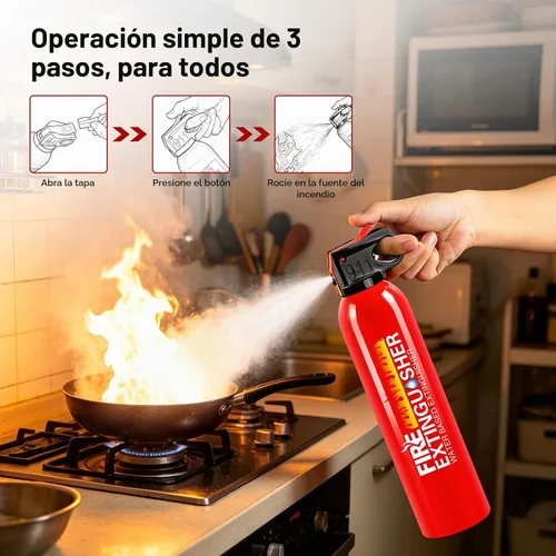 Vista 3 de Extintor de Incendios para el Hogar - Paquete de 2 Extintores de Incendios para Automóvil con Soporte de Pared, Extintor de Incendios Pequeño A B C