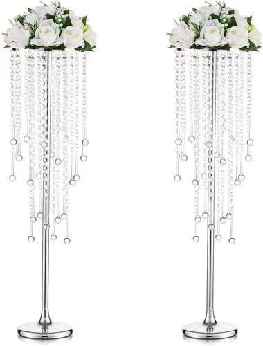 Vista 15 de Jarrones de boda altos Inweder para centros de mesa: dorado, 39.4 pulgadas, 2 piezas Chandelier Crystal Design, Centerpiece Table Decorations