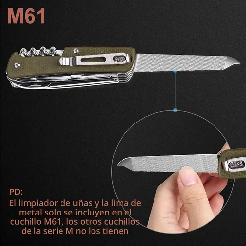 Vista 2 de Ruike Cuchillo de camping multiherramientas plegable táctico cuchillo de bolsillo con clip pequeño EDC cuchillos de caza senderismo equipo al aire
