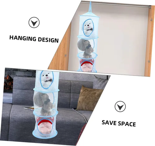 Vista 5 de Hemoton 2 redes de almacenamiento de animales de peluche, organizadores plegables para habitación de niños y niñas, prácticas hamacas colgantes