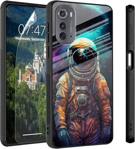 Vista 27 de Funda para Motorola Moto Edge 2022, cubierta trasera de vidrio templado con protector de pantalla, protección a prueba de golpes para Motorola Moto