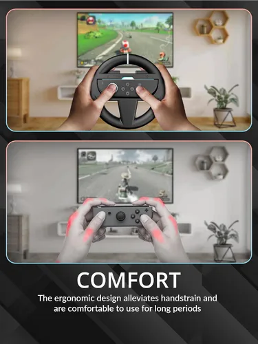 Vista 4 de Orzly Steering Wheels – Compatible with Switch 2 (2025 Console) – Twin Pack Racing Wheel Accessories for Joy-Con Controllers and MarioKart Racing
