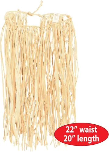 Vista 3 de Beistle 50431-N Falda de rafia para hula, infantil, 20 pulgadas, 22 x 20 pulgadas, natural