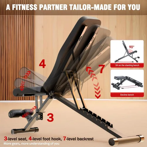 Vista 4 de ALSO GO Adjustable Weight Bench, Workout Benches with Leg Extension, Foldable Incline Decline Bench Press, Roman Chair, Full Body Strength Training