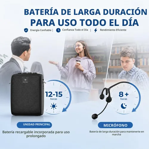Vista 3 de WinBridge - Amplificador de voz inalámbrico con micrófono seguro