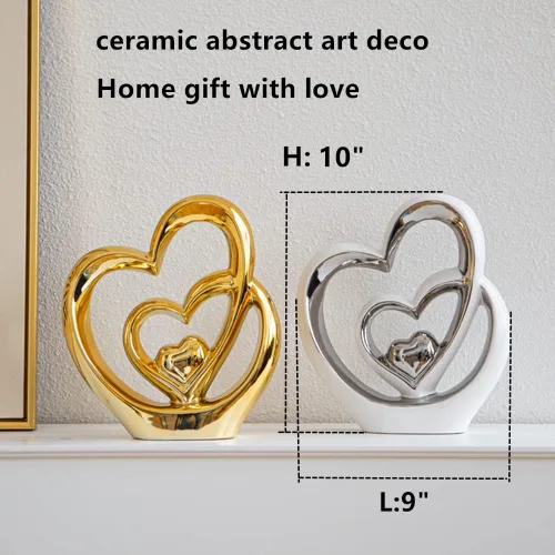 Vista 2 de Anding Decoración del hogar Estatua de arte moderno Escultura de porcelana Regalo de Año Nuevo Oro Decorativo Sala de estar Oficina Centro de mesa