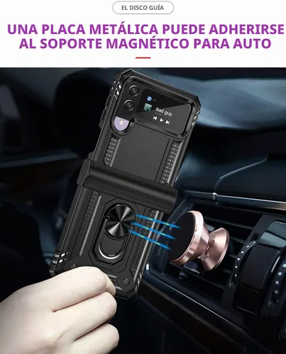 Vista 6 de ONOLA Funda compatible con Samsung Galaxy Z Flip 4/3 con protección de bisagra y anillo giratorio de 360° con soporte magnético resistente