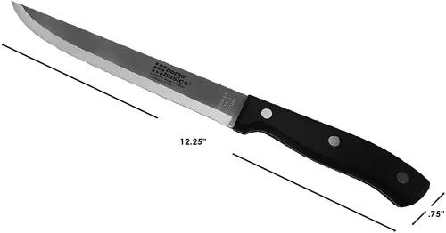 Vista 7 de Home Basics - Cuchillo de tallar de acero inoxidable con mango contorneado de baquelita, 8.0 in, color negro, Negro