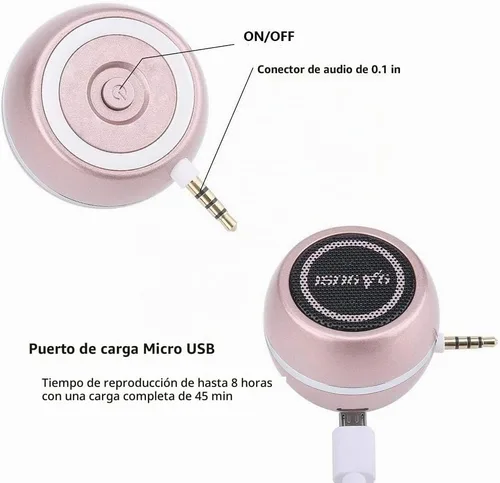 Vista 4 de Mini altavoz portátil con conector de entrada auxiliar de 0.138 in, altavoz de línea de teléfono móvil de 3 W para iPhone, iPad, iPod, tableta, Oro