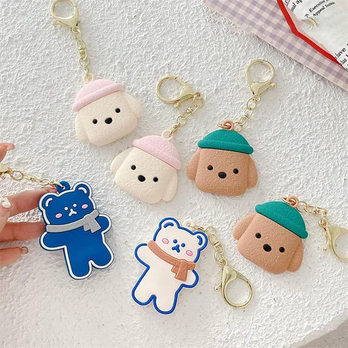 Vista 4 de Funda de silicona de animales lindos compatible con Airtags Finder Location Tracker Llavero para niños y mascotas llaves Paquete de 4