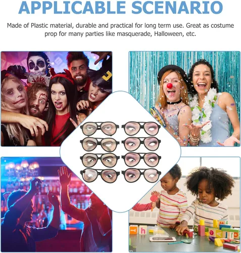 Vista 4 de NUOBESTY Lentes de Halloween con estampados divertidos y divertidos para fiestas de disfraces, accesorios para fotos (patrón al azar), 8
