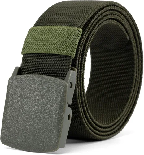 Vista 8 de Cinturón de nylon libre de metal para hombres correa militar extensible web con hebilla de plástico