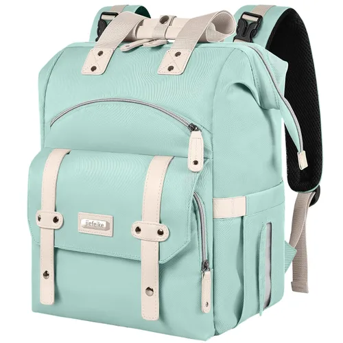Vista 8 de Jiefeike Mochila para pañales para bebés, niños y niñas, bolsas de pañales portátiles para bebé, mochila para papá y mamá, bolsa de pañales