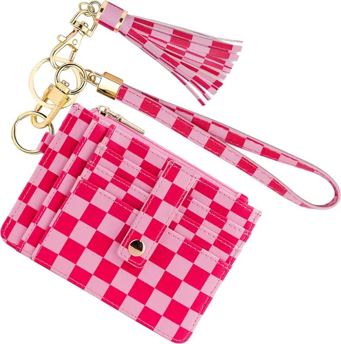 Vista 9 de KNGITRYI Billeteras pequeñas de pulsera para mujer RFID para tarjetas de crédito, cartera con llavero, cartera para tarjetas de crédito