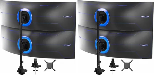Vista 11 de Montaje vertical para escritorio de computadora VIVO, para 2 pantallas de hasta 27" (STAND-V002R)
