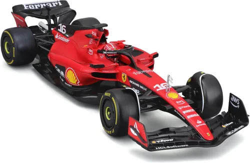 Vista 5 de May Cheong B18-16812L Bburago Formula 1 Ferrari SF-23 Leclerc con casco 2023 Die Cast Car, rojo
