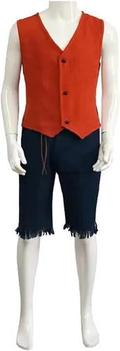 Vista 8 de Luffy - Conjunto completo de disfraz de cosplay con sombrero para fiesta de Halloween