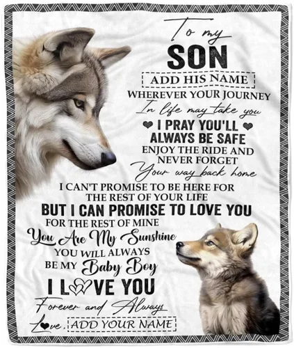Vista 23 de Manta Personalizada "To My Son" de Mamá y Papá Regalos para Hijo que Va a la Universidad Cumpleaños Graduación Navidad Regalo Personalizado Manta