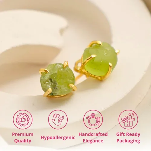 Vista 153 de Gempires Natural Raw Prong Setting Stud Earrings, 8-10 mm Crystals Earring, Handmade Jewelry, Gift for Her