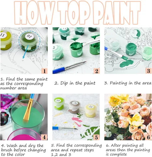 Vista 4 de SIYDCF Pintura personalizada por números, personaliza pintura por números para adultos principiantes, kit de pintura acrílica para decoración