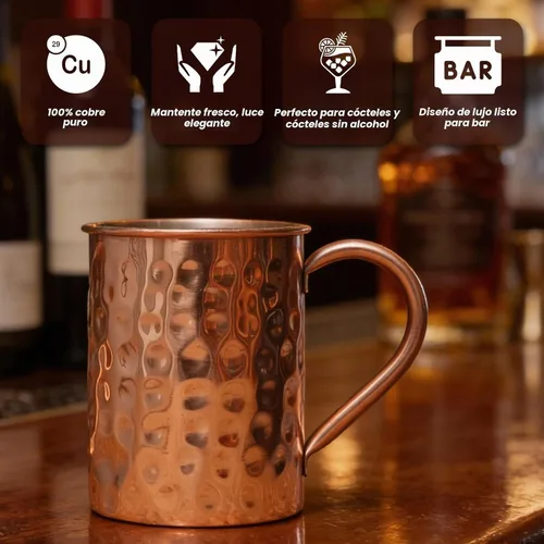 Vista 3 de Craft Trade Moscow Mule - Juego de 4 tazas de cobre puro de 16 onzas para Tazas de cobre de barril