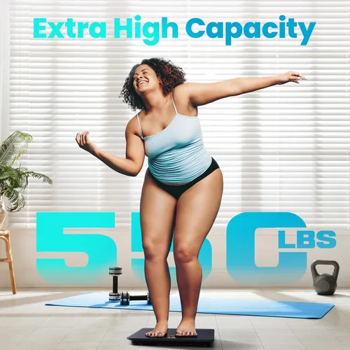 Vista 2 de Báscula digital de baño Posture con capacidad de 550 libras, báscula de peso corporal de alta precisión, plataforma extra ancha, pantalla LED grande