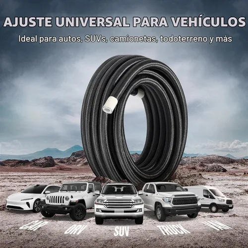 Vista 7 de EVIL ENERGY 6AN 3/8" PTFE LS Swap EFI Kit de montaje de línea de combustible, manguera de combustible trenzada de nailon E85 de 25 pies Negro
