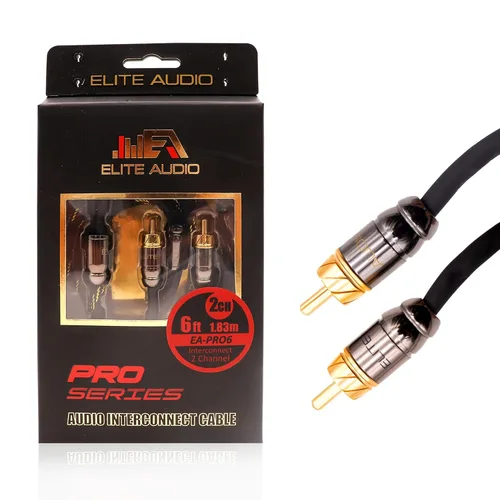 Vista 19 de Elite Audio Serie Pro 3 pies. Cable corto de audio para carro RCA de 2 canales - Triple blindaje, conectores de latón, cobre libre de oxígeno, cable