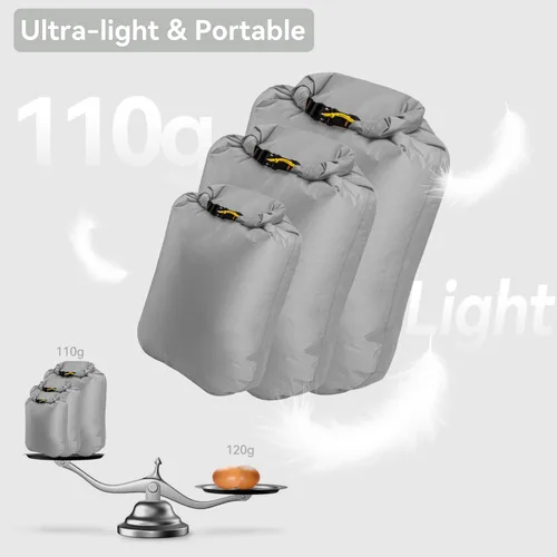 Vista 2 de HIKEMAN Bolsa seca impermeable – Bolsa seca ultraligera, bolsas de secado al aire libre, paquete de 3 bolsas para viajes, natación, rafting