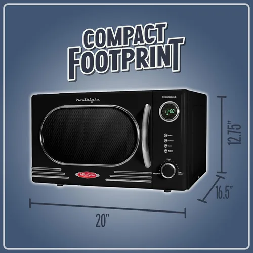 Vista 35 de Nostalgia Horno microondas retro compacto para encimera, 0.7 pies cúbicos, 700 vatios con pantalla digital LED, bloqueo para niños, interior fácil