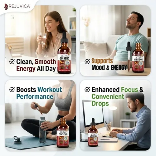 Vista 3 de Ginseng activo Panax rojo coreano con Ginsenósidos naturales - Solución líquida avanzada totalmente natural para una absorción 2 veces mayor - Apoya