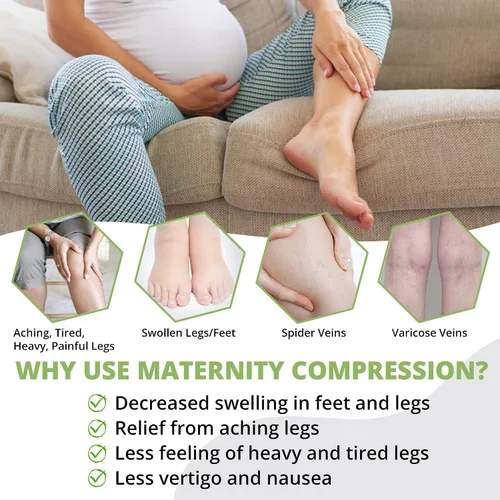 Vista 2 de Terramed - Leggings de compresión de maternidad sobre el vientre para mujer, 20-30 mmHg
