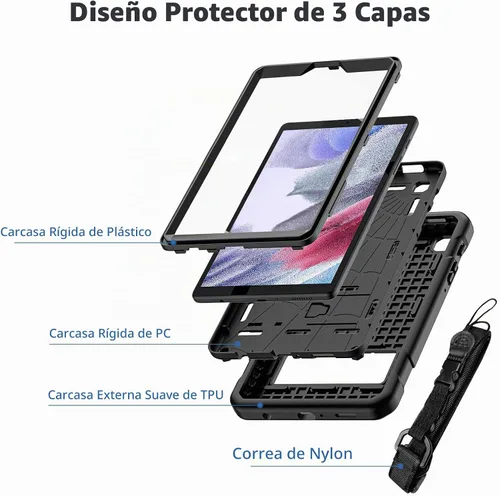 Vista 3 de TSQQST Funda Samsung Galaxy Tab A7 Lite de 8.7 pulgadas 2021 para niños Negro