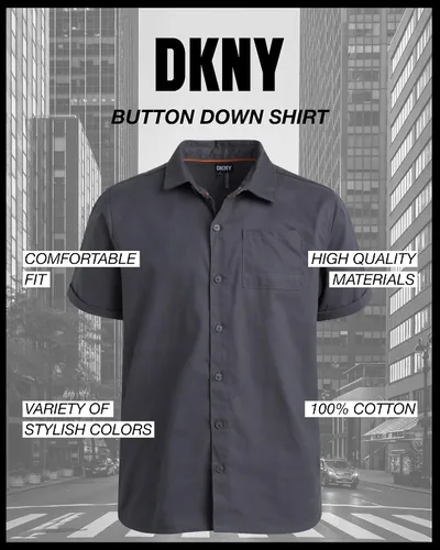 Vista 2 de DKNY Camisa de niño - Camisa de manga corta con botones (talla 8-20)