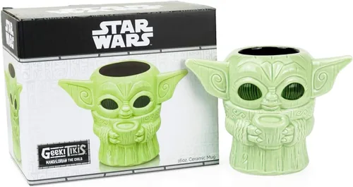 Vista 4 de Geeki Tikis Star Wars: The Mandalorian The Child Baby Yoda Taza Taza de cerámica coleccionable oficial de Star Wars estilo Tiki Capacidad