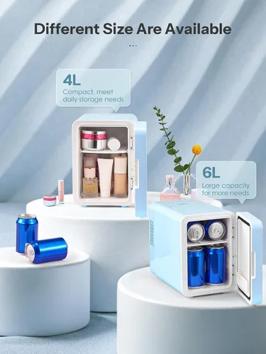 Vista 7 de Reemix Mini refrigerador 4L, 6 latas portátil AC+DC Power Cooler, Aqua