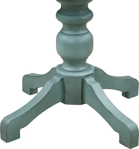 Vista 6 de Roundhill Furniture Prato - Juego de mesa de comedor redonda de 5 piezas con sillas de respaldo cruzado, color azul antiguo y nogal envejecido