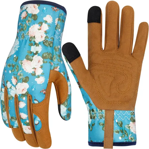 Vista 39 de Guantes de Jardinería de Cuero MERTURN para Mujeres, Guantes de Jardín a Prueba de Espinas, Guantes de Trabajo Compatibles con Pantalla Táctil