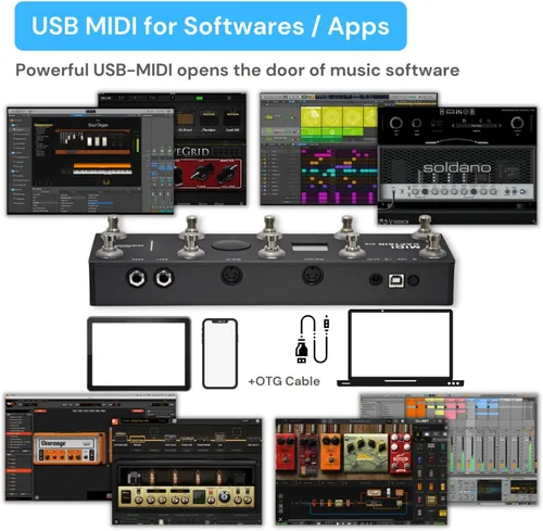 Vista 4 de PAINTAUDIO MIDI Captain Controlador de Pie Multi-Efectos Teclados Sintetizador USB-MIDI software musical Bias con Función de Motor de Tiempo