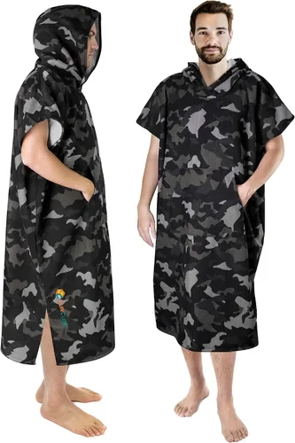 Vista 8 de SUN CUBE Poncho de surf cambiador con capucha Toalla de microfibra absorbente de secado rápido con bolsillo para surfear, hombres y mujeres