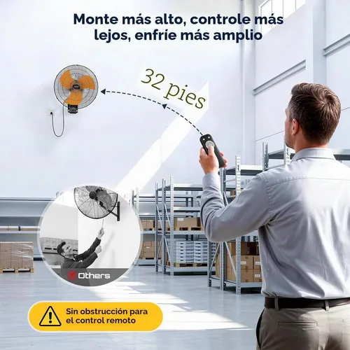 Vista 4 de CAMMOO Ventilador de montaje en pared de 20 pulgadas oscilante, control