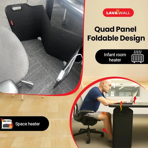 Vista 4 de Lavawall - Calentador eléctrico de pared: calentador de espacio portátil para oficina y hogar, temporizador y termostato, seguro y silencioso