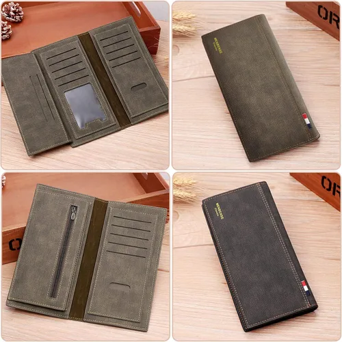 Vista 5 de FuninCrea Billeteras para hombre, de piel sintética, práctica cartera con bolsillo para monedas, cartera multifuncional para tarjetas, dinero