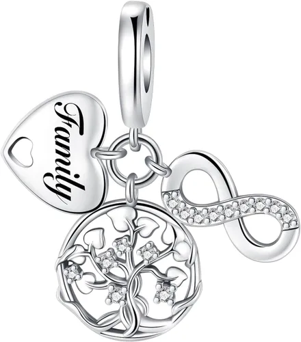 Vista 213 de LUXILLA Abalorio de plata de ley 925 para madre, hija, abuela, para familia, amor, madre, hija, abuela, para pulseras, collares, dijes, abalorios