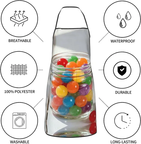 Vista 8 de Colorful Stars Delantal con bolsillos, delantales resistentes a las gotas de agua para mujeres y hombres, delantal ideal para uso doméstico